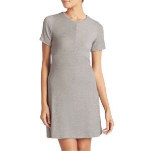 Heatherly for Stitch Fix Gray Ribbed Tie-Back Dress | Cozy Fall Lounge T-Shirt D